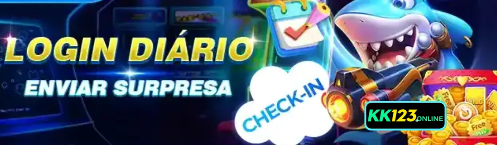 Jogador acessando o KK123 cassino para login diário e recebendo recompensas