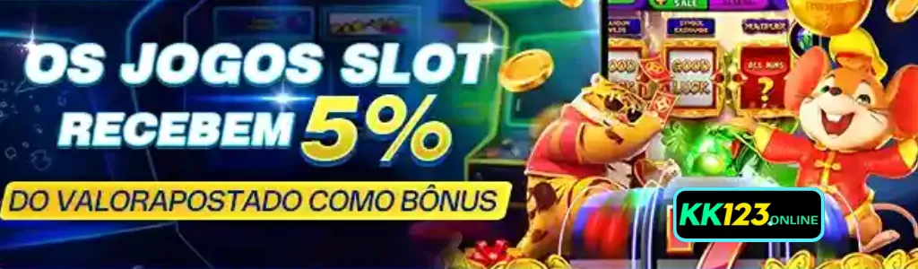 Jogador recebendo 5% de cashback ao jogar slots no KK123 cassino